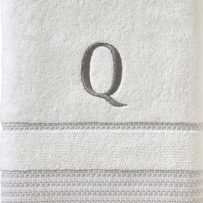 SKL Home By Saturday Knight Ltd Casual Monogram Bath Towel Q - 28X54", White