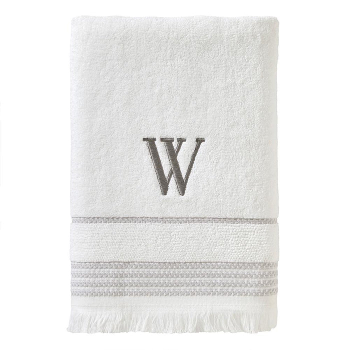 SKL Home By Saturday Knight Ltd Casual Monogram Bath Towel W - 28X54", White