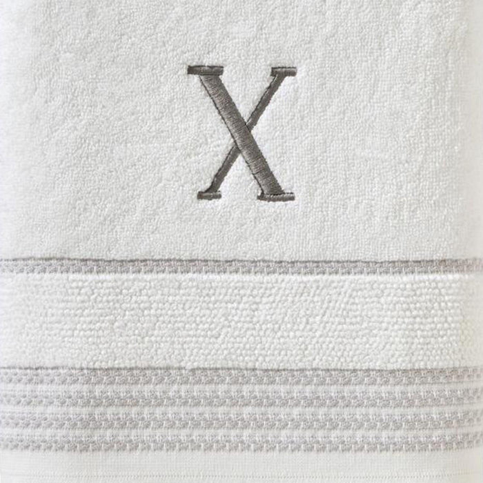 SKL Home By Saturday Knight Ltd Casual Monogram Bath Towel X - 28X54", White