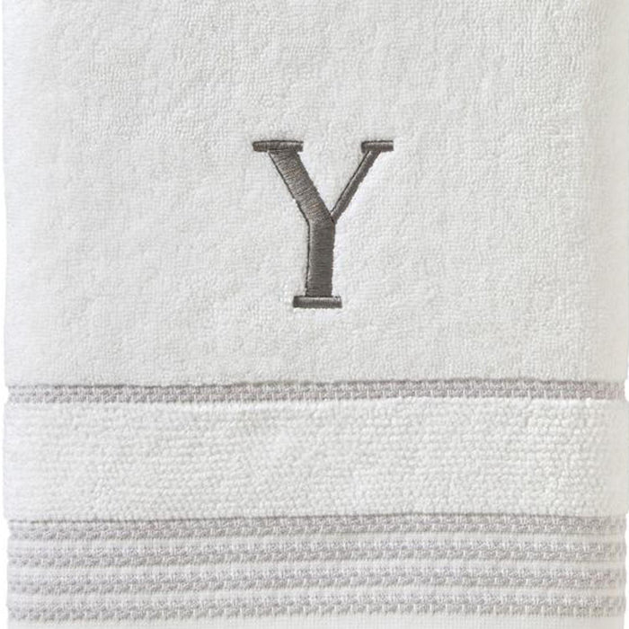 SKL Home By Saturday Knight Ltd Casual Monogram Bath Towel Y - 28X54", White