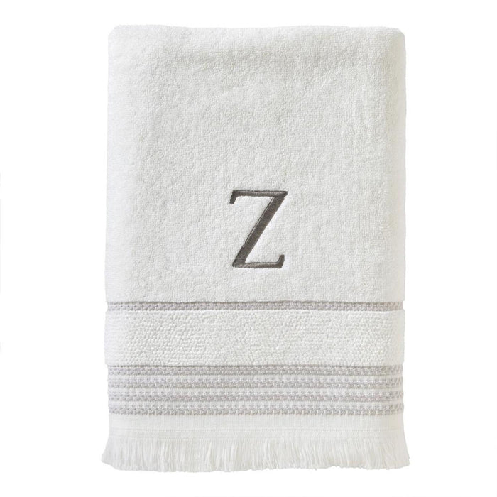 SKL Home By Saturday Knight Ltd Casual Monogram Bath Towel Z - 28X54", White