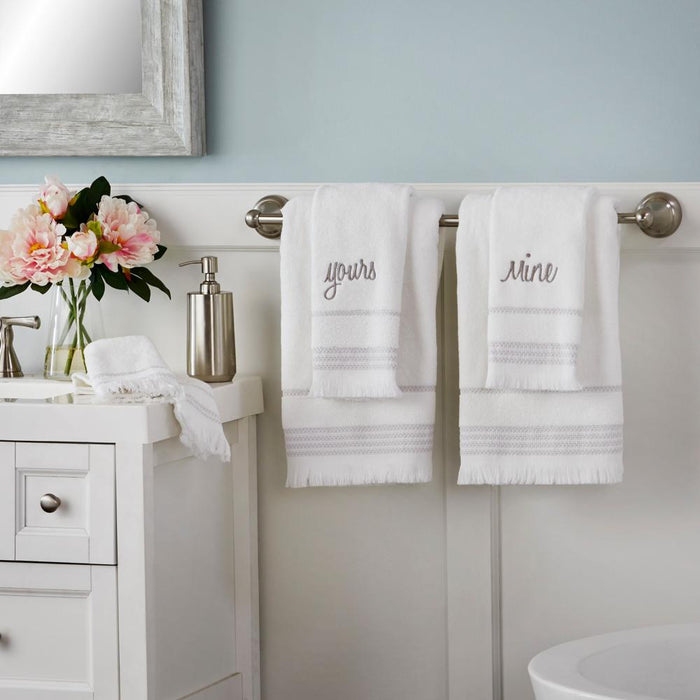 SKL Home By Saturday Knight Ltd Yours And Mine Hand Towel Set - 16X26", White