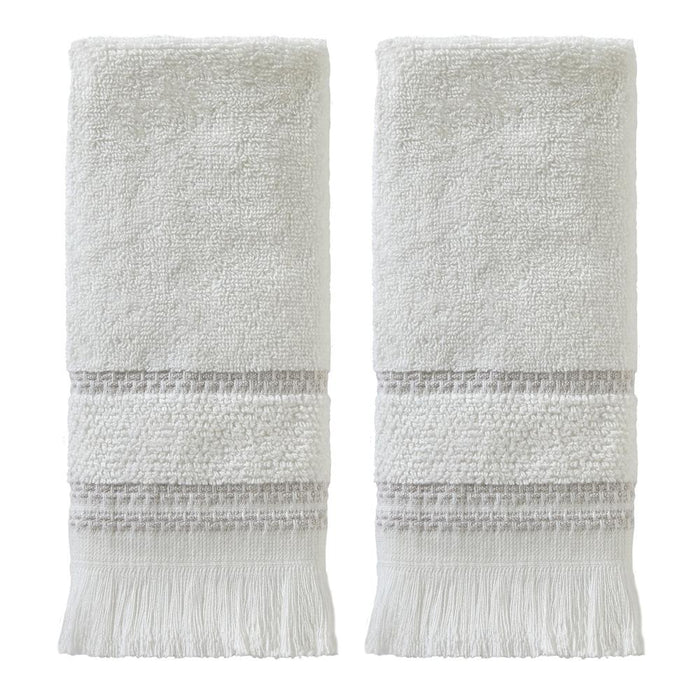 SKL Home By Saturday Knight Ltd Casual Monogram Fingertip Towel Set - 2-Pack - 11X18", White