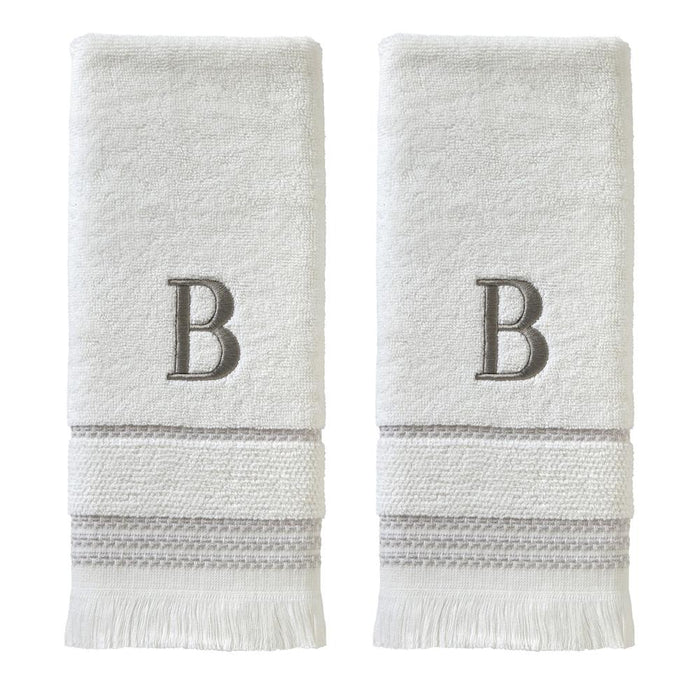 SKL Home By Saturday Knight Ltd Casual Monogram Hand Towel Set B - 2-Count - 16X26", White