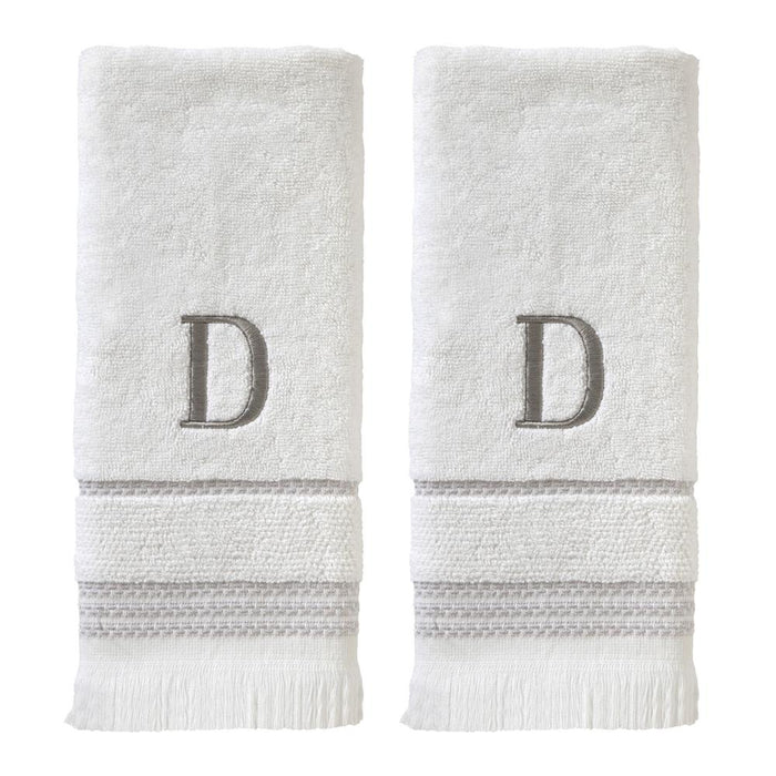 SKL Home By Saturday Knight Ltd Casual Monogram Hand Towel Set D - 2-Count - 16X26", White