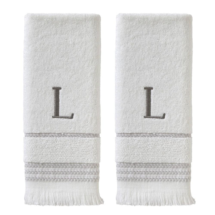 SKL Home By Saturday Knight Ltd Casual Monogram Hand Towel Set L - 2-Count - 16X26", White