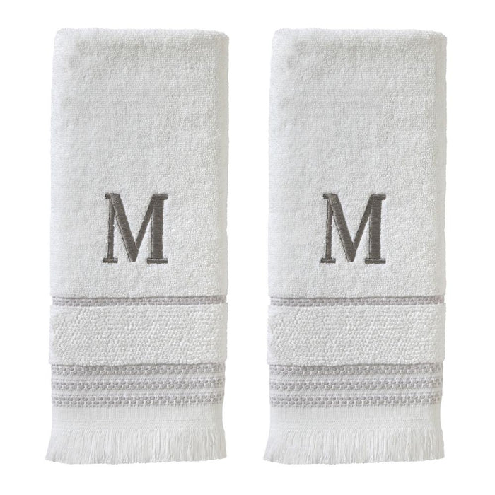 SKL Home By Saturday Knight Ltd Casual Monogram Hand Towel Set M - 2-Count - 16X26", White