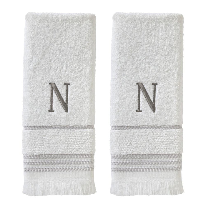 SKL Home By Saturday Knight Ltd Casual Monogram Hand Towel Set N - 2-Count - 16X26", White