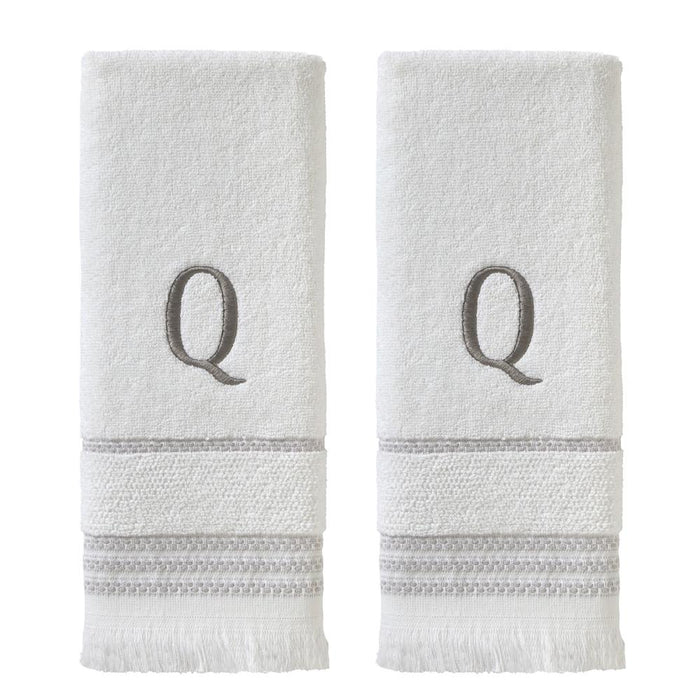 SKL Home By Saturday Knight Ltd Casual Monogram Hand Towel Set Q - 2-Count - 16X26", White
