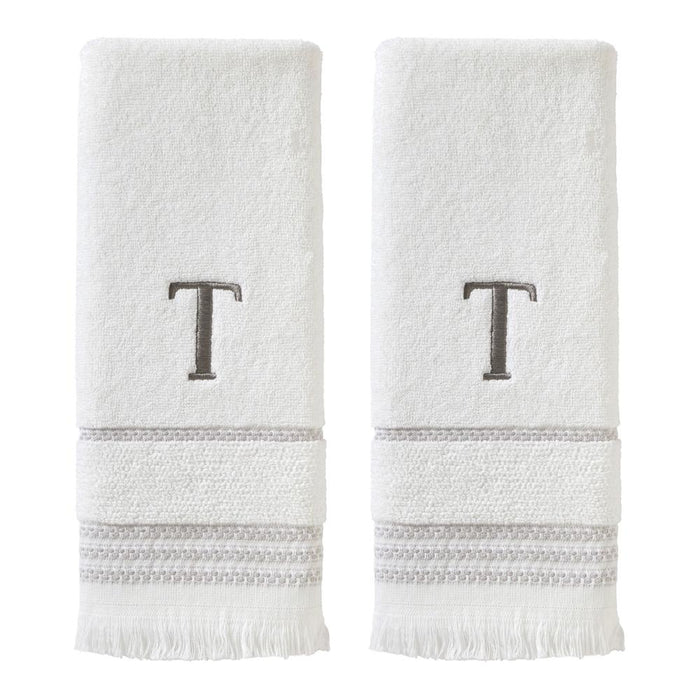 SKL Home By Saturday Knight Ltd Casual Monogram Hand Towel Set T - 2-Count - 16X26", White