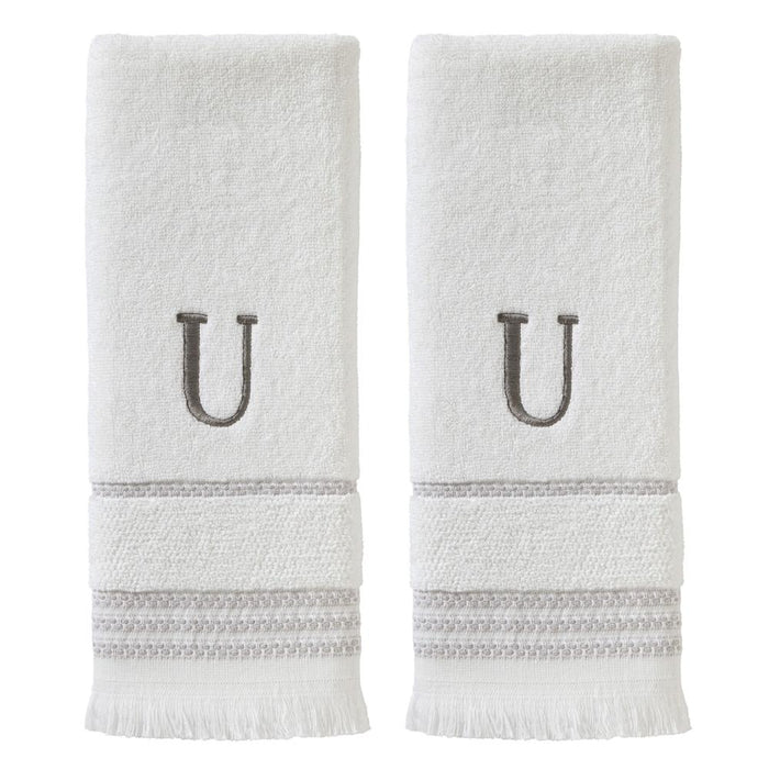 SKL Home By Saturday Knight Ltd Casual Monogram Hand Towel Set U - 2-Count - 16X26", White