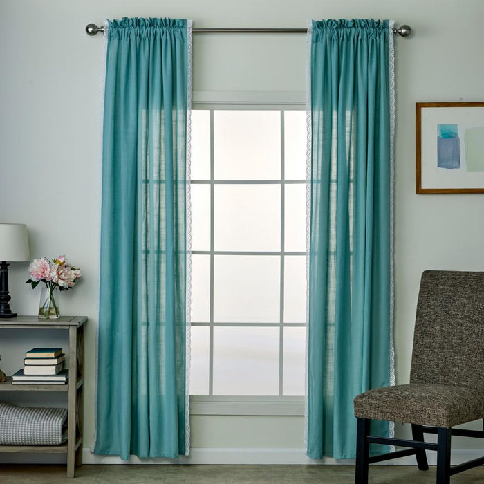SKL Home By Saturday Knight Ltd Catherine Crochet Window Curtain Panel Pair - 2-Pack - Teal