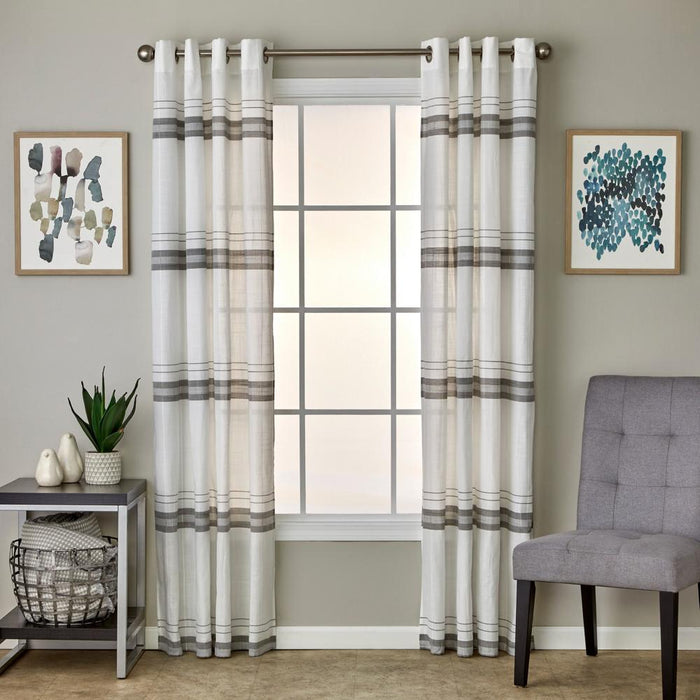 SKL Home By Saturday Knight Ltd Slate Stripe Window Curtain Panel Pair - 2-Pack - White