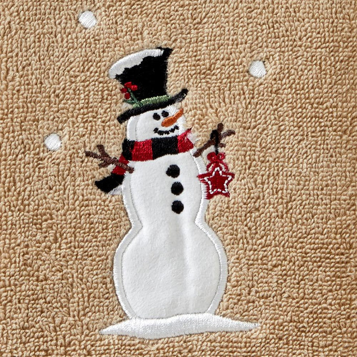 SKL Home By Saturday Knight Ltd Rustic Plaid Snowman Hand Towel - 2-Pack - 16X25", Wheat