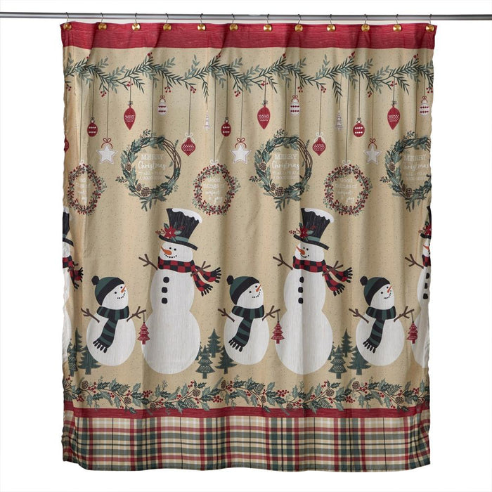 SKL Home By Saturday Knight Ltd Rustic Plaid Snowman Shower Curtain - 72X70", Multi