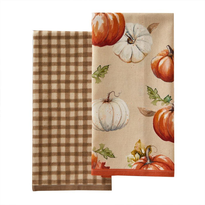 SKL Home By Saturday Knight Ltd Autumn Pumpkins Dish Towel Set - 2-Pack - 18X28", Natural