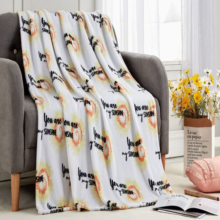 You Are My Sunshine Micro Plush All Season Throw 50" x 70" Yellow by Plazatex