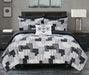Chic Home Eliana 4 Piece Reversible Quilt Coverlet Set Embossed Patchwork Bohemian Paisley Print Quilted Design Bedding King Black - King