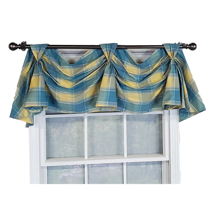 RLF Home Duncaster 2-Scoop Celebration 100% Cotton with Fully Lined 3" Rod Pocket Valnance for Windows 45" x 18" Porcelain