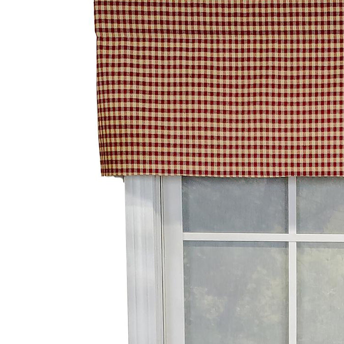 RLF Home Rusty Check Tailored 100% Cotton with Fully Lined 3" Rod Pocket Valnance for Windows 50" x 14" Red
