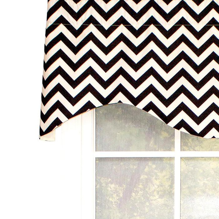 RLF Home Zig Zag Cornice  100% Cotton with Fully Lined 3" Rod Pocket Valnance for Windows 50" x 17" Black