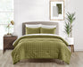 Chic Home Jessa Comforter Set Washed Garment Technique Geometric Square Tile Pattern Bedding - Pillow Shams Included - 3 Piece - King 104x92", Green - King