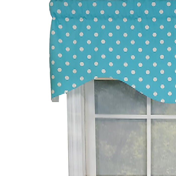 RLF Home Polka Dot Cornice 100% Cotton with Fully Lined 3" Rod Pocket Valnance for Windows 50" x 17" Baby Blue