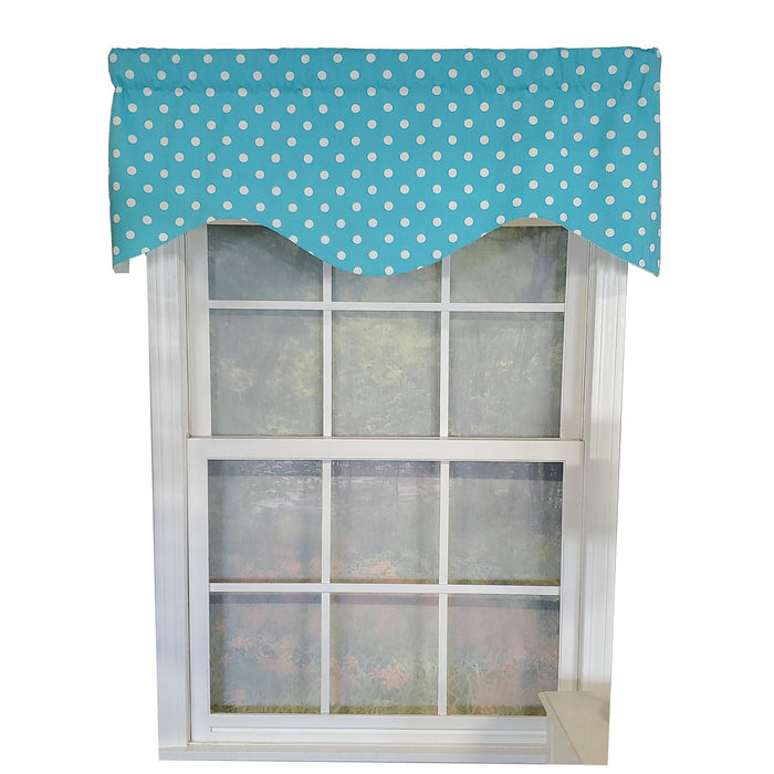 RLF Home Polka Dot Cornice 100% Cotton with Fully Lined 3" Rod Pocket Valnance for Windows 50" x 17" Baby Blue