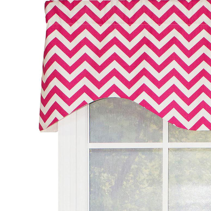 RLF Home Zig Zag Cornice  100% Cotton with Fully Lined 3" Rod Pocket Valnance for Windows 50" x 17" Lipstick