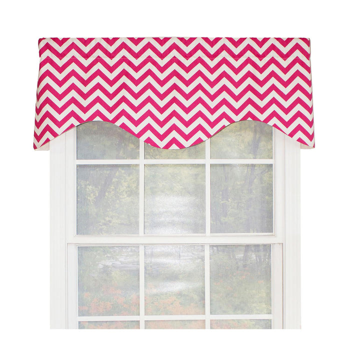 RLF Home Zig Zag Cornice  100% Cotton with Fully Lined 3" Rod Pocket Valnance for Windows 50" x 17" Lipstick