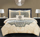 Chic Home Palmer 8 Piece Reversible Comforter Set Large Scale Boho Inspired Medallion Paisley Print Design Bed in a Bag Queen Beige - Queen