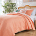 Greenland Home Fashions Palm Coast Finely Stitched Quilt Set Classic Solid Color Style 3-Piece King/California King Coral - King/California King