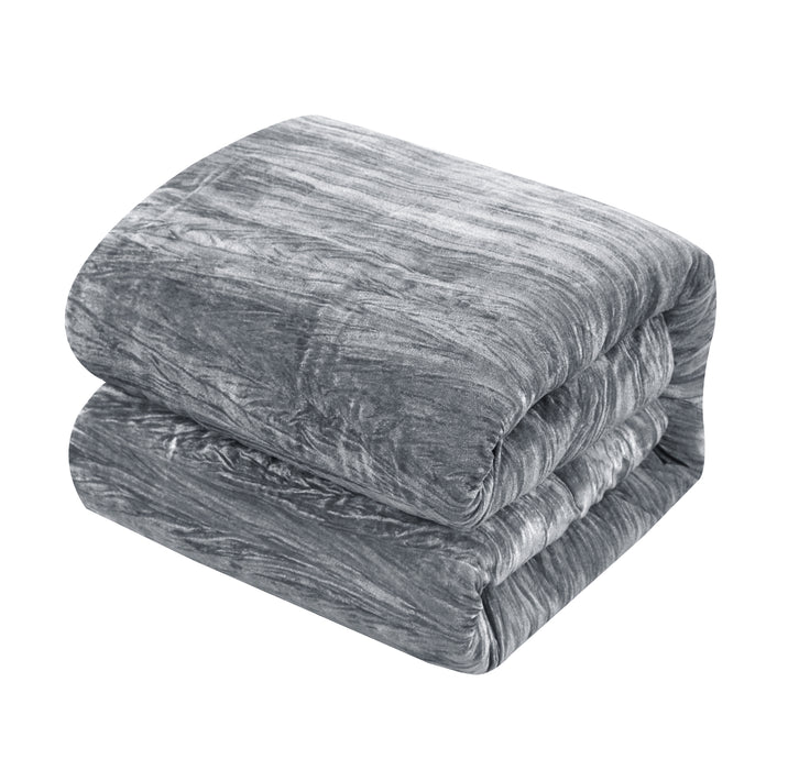 Chic Home Westmont 4 Piece Comforter Set Crinkle Crushed Velvet Bedding - Decorative Pillow Shams Included King Grey - King