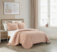 NY&C Home Cody 7 Piece Cotton Quilt Set Clip Jacquard Geometric Pattern Bed In A Bag Bedding -Sheets Pillowcases Pillow Shams Included, Queen, Dusty Rose - Queen