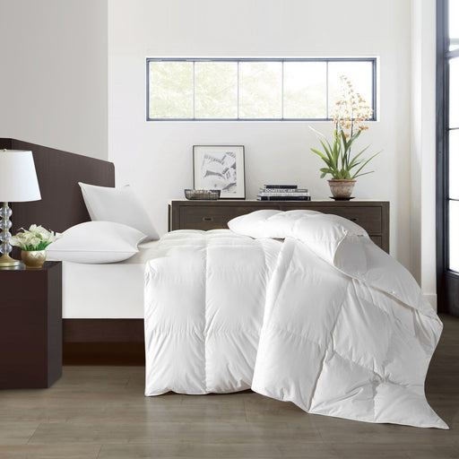 NY&C Home Allora Comforter Cotton Shell Box Stitched Design White Duck Down Filling, Queen, White - Queen