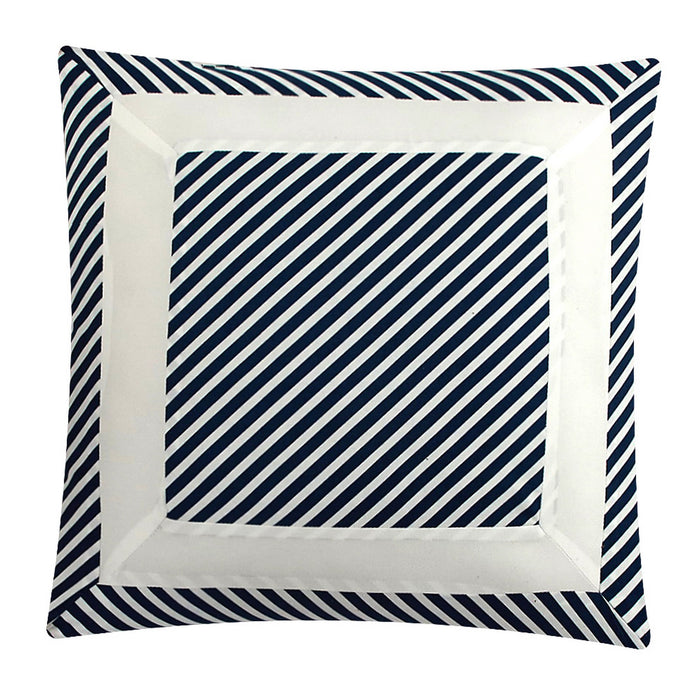 NY&C Home Gibson 9 Piece Comforter Set Striped Hotel Collection Design Bed In A Bag Bedding - Sheets Pillowcases Decorative Pillows Shams Included, Queen, Navy - Queen