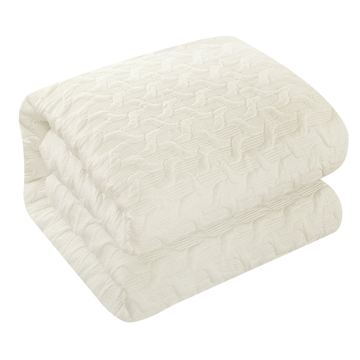 Chic Home Jazmine 3 Piece Comforter Set Embossed Embroidered Quilted Geometric Vine Pattern Bedding - Pillow Shams Included King Beige - King