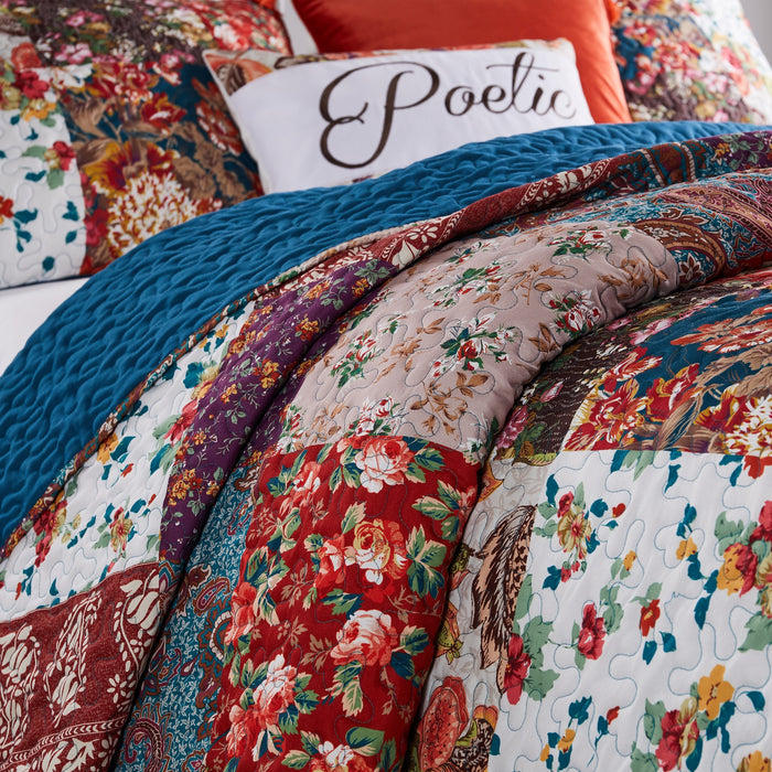 Greenland Home Fashions Barefoot Bungalow Poetry Quilt and Pillow Sham Set - Twin 68x88", Classic - Twin,Classic
