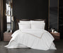 Chic Home Ella Cotton Duvet Cover Set Solid White Dual Stripe Embroidered Border Zig-Zag Details Hotel Collection Bedding - Includes Two Pillow Shams - 3 Piece - King 106x96, Beige - King
