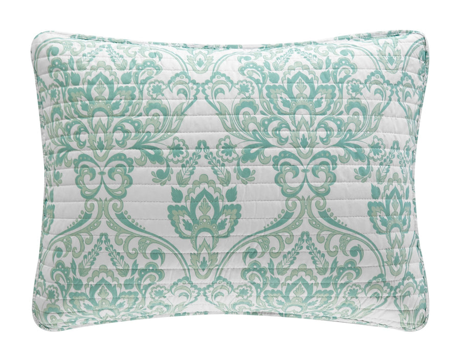 Chic Home Bassein Quilt Set Two Tone Medallion Pattern Print Bed In A Bag - Sheet Set Decorative Pillow Shams Included - 9 Piece - Queen 88x90", Sage Green - Queen