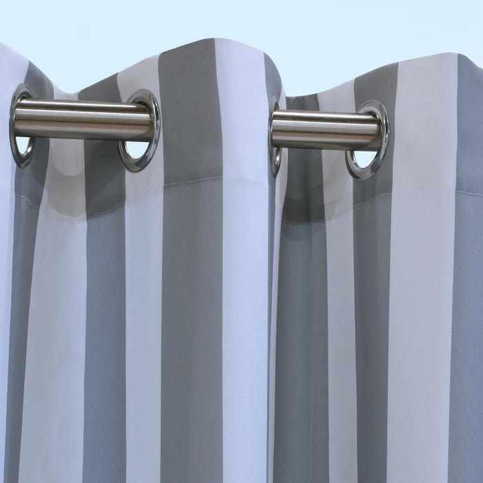 Commonwealth Outdoor Decor Coastal Stripe Grommet Top Curtain Panel - 50x84'' - Grey - Grey
