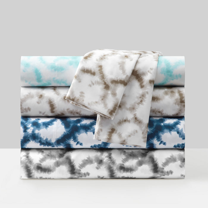 Chic Home Amira Sheet Set Watercolor Overlapping Rings Pattern Print Design - Includes 1 Flat, 1 Fitted Sheet, and 2 Pillowcases - 4 Piece - King 108x102", Aqua - Aqua