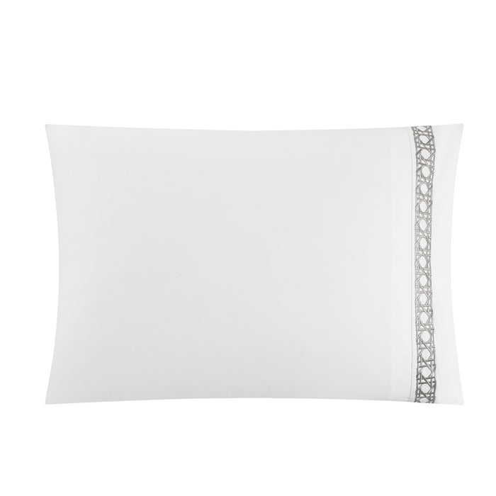 Chic Home Lewiston 7 Piece Cotton Blend Duvet Cover 1500 Thread Count Set Solid White With Embroidered Details Bed In A Bag Queen Grey - Queen