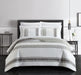 Chic Home Medici Quilt Set Diamond Stitched Striped Print Bed In A Bag - Sheet Set Decorative Pillow Shams Included - 9 Piece - Full 80x90", White/Grey - Full