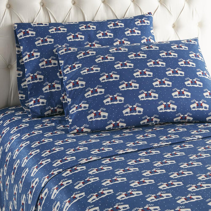 Micro Flannel Printed Deep-Pocket Sheet Set, Twin, Kiss Me Deer - Twin,Kiss Me Deer