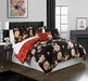 Chic Home Enid 4 Piece Reversible Comforter Set Floral Print Cursive Script Design Bedding - Decorative Pillows Sham Included - Twin 66x90", Black - Twin