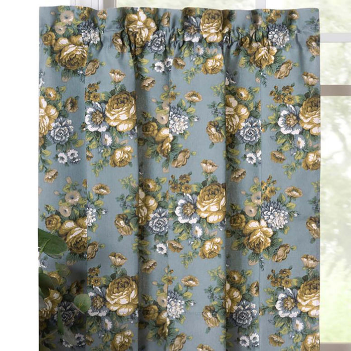 Ellis Bella Rose Stylish Medium Scale Printed Floral Pattern 1.5" Rod Pocket Tier for Windows Wedge