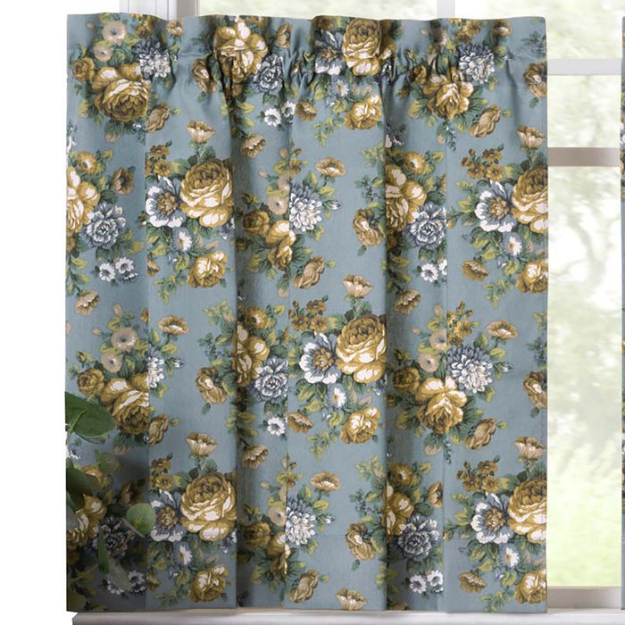 Ellis Bella Rose Stylish Medium Scale Printed Floral Pattern 1.5" Rod Pocket Tier for Windows Wedge