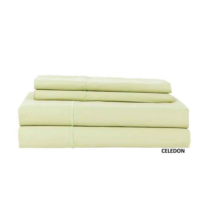 Hotel Concepts 500 Thread Count Sateen Sheet - 4 Piece Set - King, Celadon - King