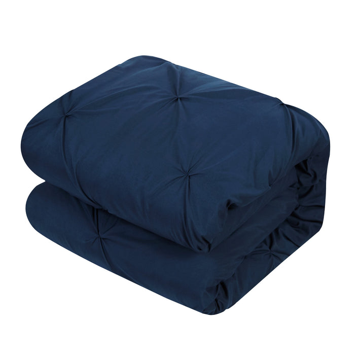 Chic Home Mycroft Pinch Pleated Ruffled Bed In A Bag Soft Microfiber Sheets 10 Pieces Comforter Decorative Pillows & Shams - Queen 90x90, Navy - Queen
